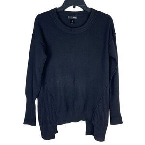 Aqua‎ Cashmere Sweater Womens Sz Medium Top Black Asymmetrical Edgy Minimalist
